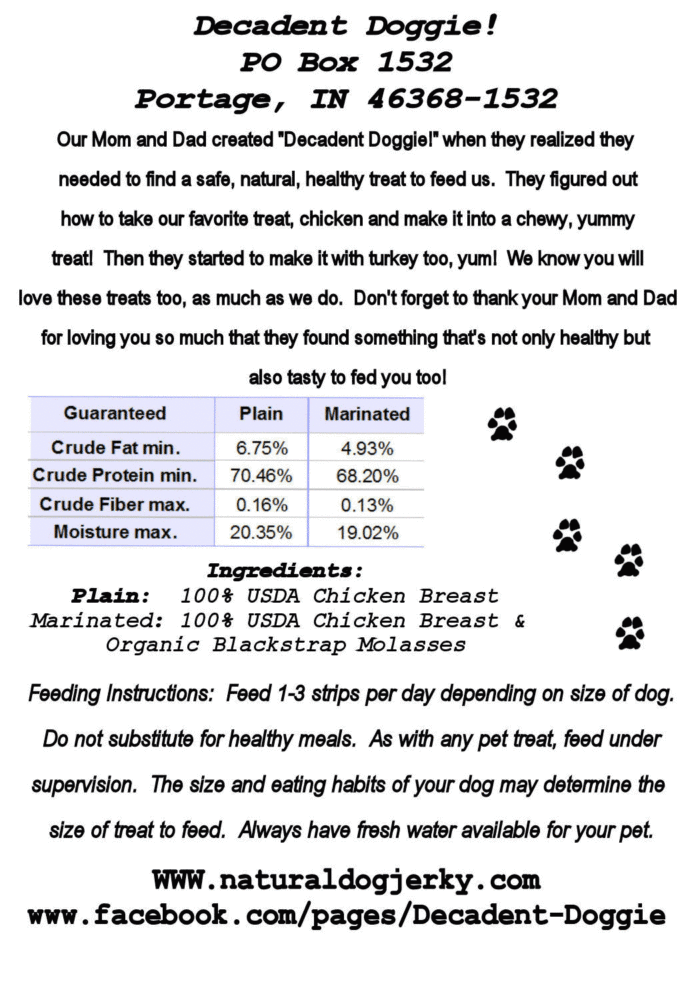 chicken jerky for dogs lab report